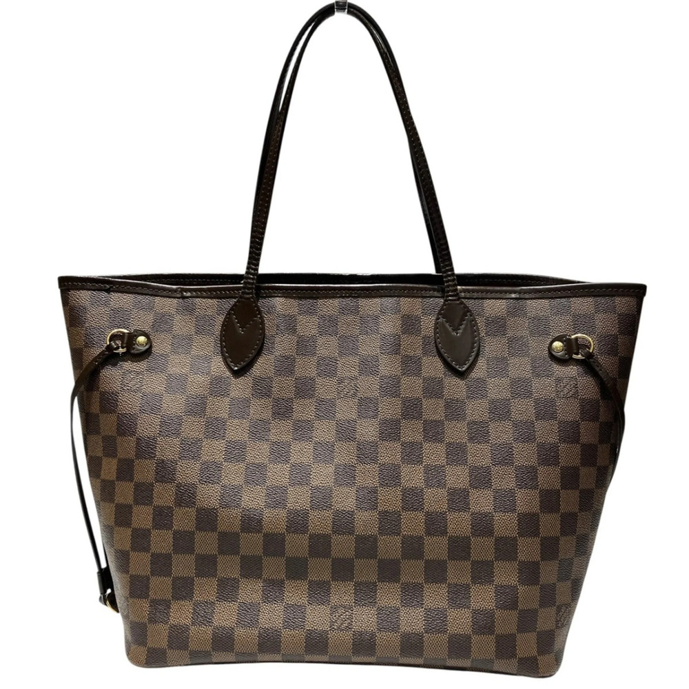 LOUIS VUITTON Brown Damier Leather Neverfull MM Tote Bag